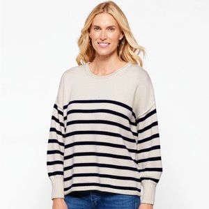 Conway Pullover Sweater in Navy Stripe